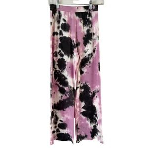 NWT Aqua Purple Black Tie Dye Pull On Straight Leg Sweatpants Size Small